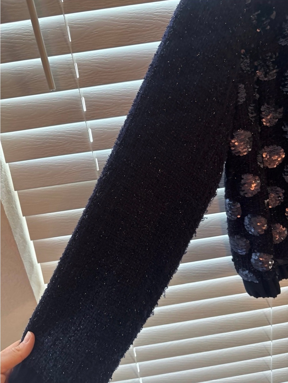 Anthropologie bomber tweed sequin jacket large - Picture 2 of 5